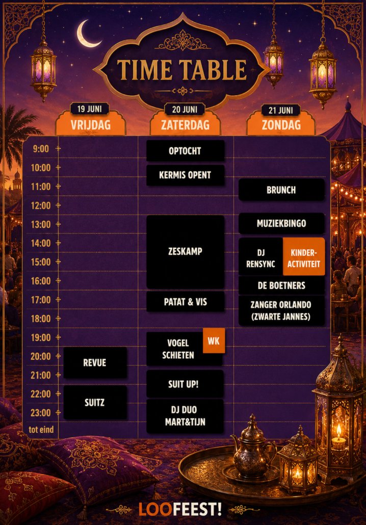 Loofeest timetable